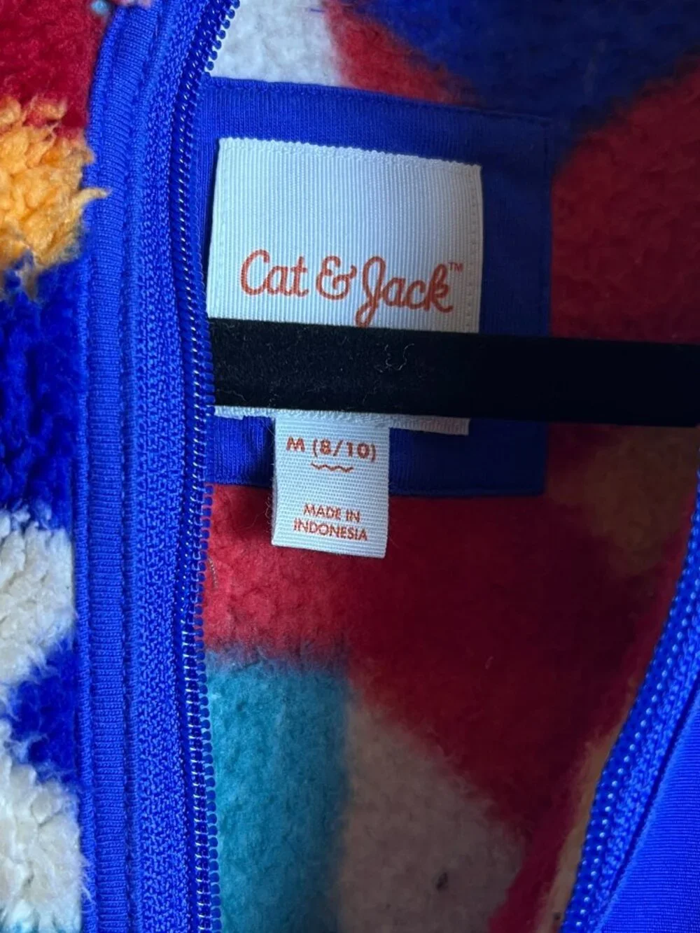 Cat & Jack Fleece Quarter Zip Geometric Patchwork Multicolor Kids Medium
